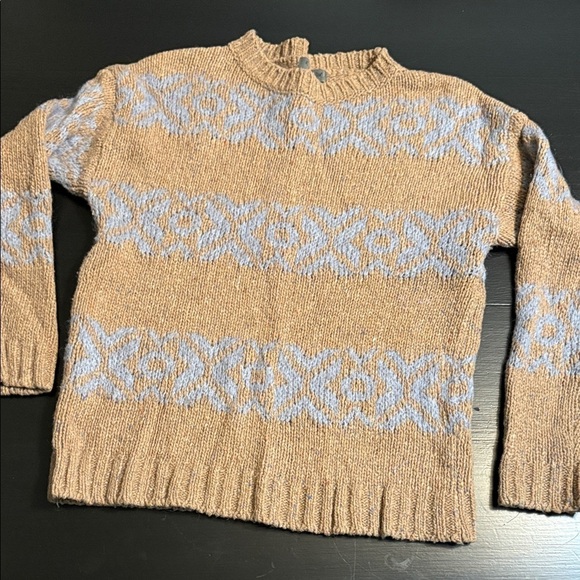 By Anthropologie Sweaters - Anthropologie Elsamanda Tan and Light Blue Patterned Women's wool blend Sweater